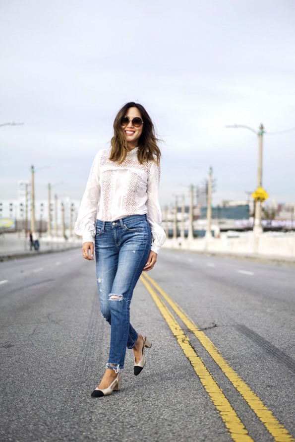 aimee_song_of_style_self_portrait_blouse_ag_ripped_jeans