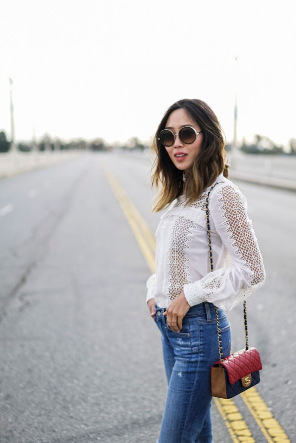 aimee_song_of_style_self_portrait_white_blouse_chanel_quilted_bag